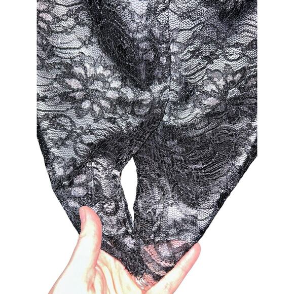 Banana Republic Black Gold Floral Lace Dress Cocktail Elegant V Neck 3/4 Sleeve - Picture 8 of 14